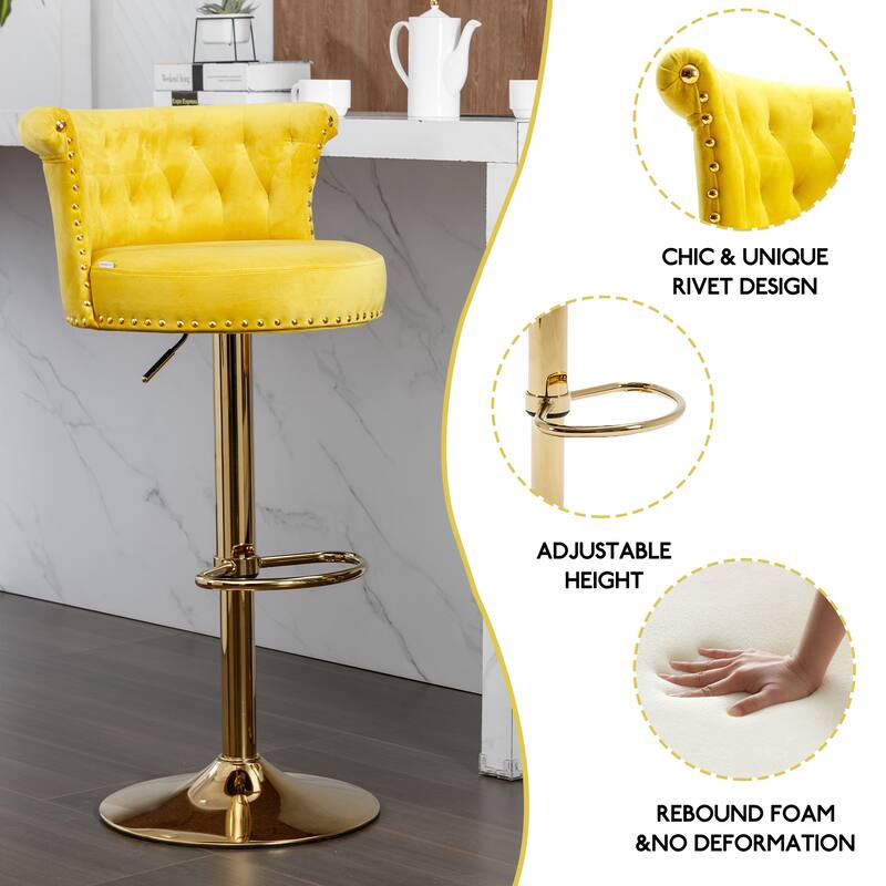 HOMEFUN Swivel Bar Stools Set of 2 Adjustable Counter Height Chairs with Footrest for Kitchen, Dining Room 2PC/SET