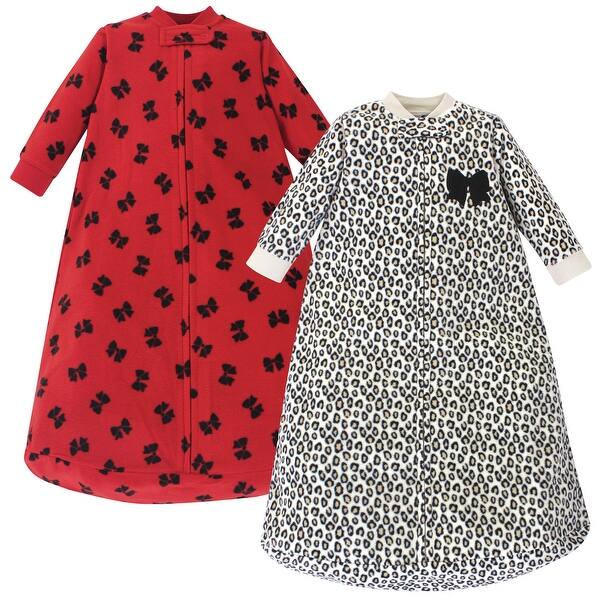 slide 1 of 1, Little Treasure Baby Girl Long-Sleeve Fleece Sleeping Bag, Leopard Bow, One Size - Leopard Bow - One Size