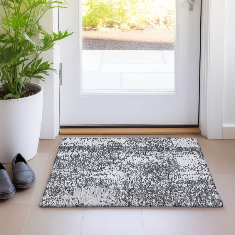 Machine Washable Indoor/ Outdoor Modern Abstract Chantille Rug
