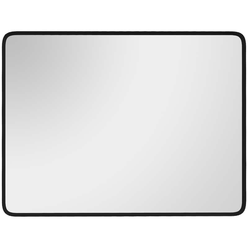 36x24 Inch Aluminum Frame Rectangular Wall Mirror - Black