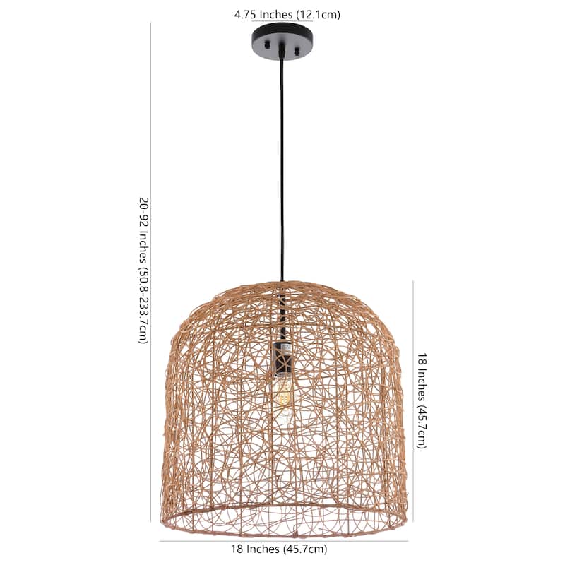 SAFAVIEH Lighting Celedonia 18-inch Pendant - 18" W x 18" D x 20-92" H - Natural - 18Wx18Dx92H