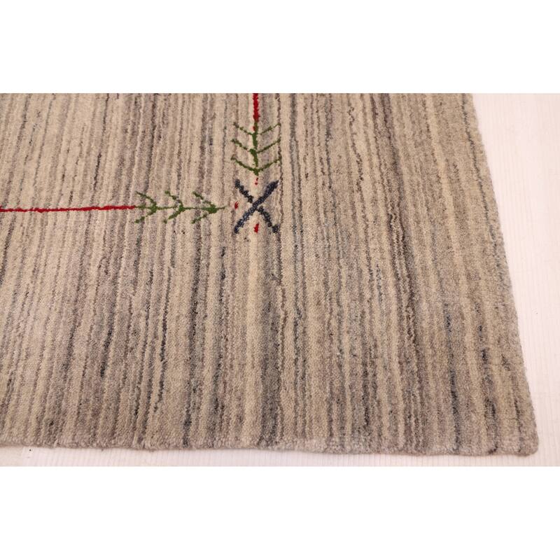 ECARPETGALLERY Hand Loomed Kashkuli Gabbeh Grey Wool Rug - 6'2 x 8'9