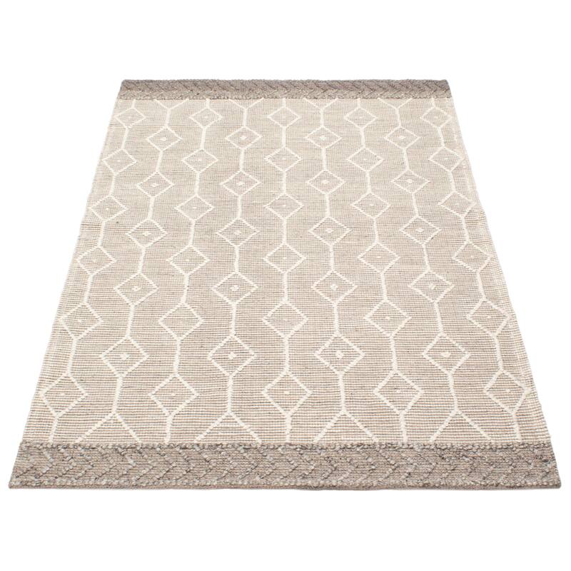 ECARPETGALLERY Braid weave Sienna Taupe Wool Rug - 5'1 x 8'2