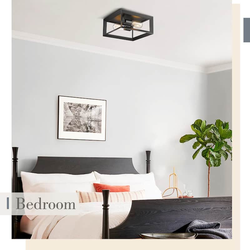 2-Light Modern Flush Mount Light Fixture