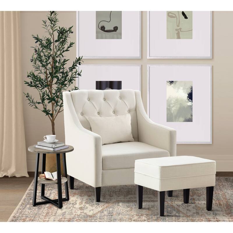 HUIMO Arm Chair Comfy Club Chair with Ottoman and Pillow