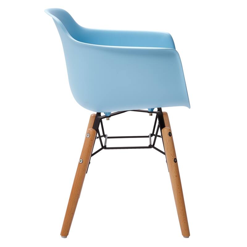 HomeRoots Set Of Four Blue And Brown Heavy Duty Plastic And Wood Juvenile Side Chairs - 16.00 in. x 23.00 in. x 15.00 in.