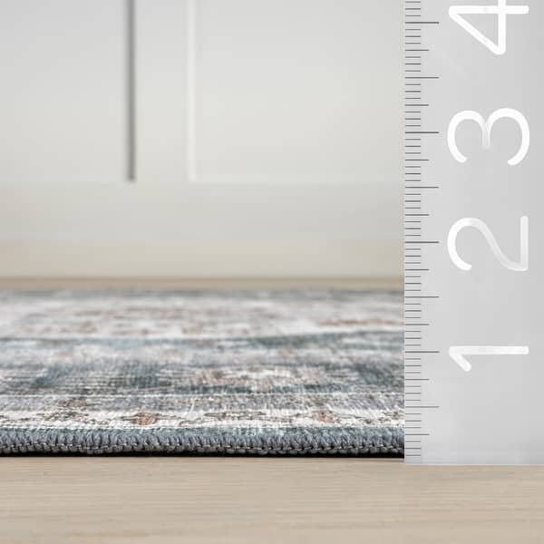 dimension image slide 2 of 3, Nuloom Delisa Vintage Stain-Resistant Machine Washable Area Rug