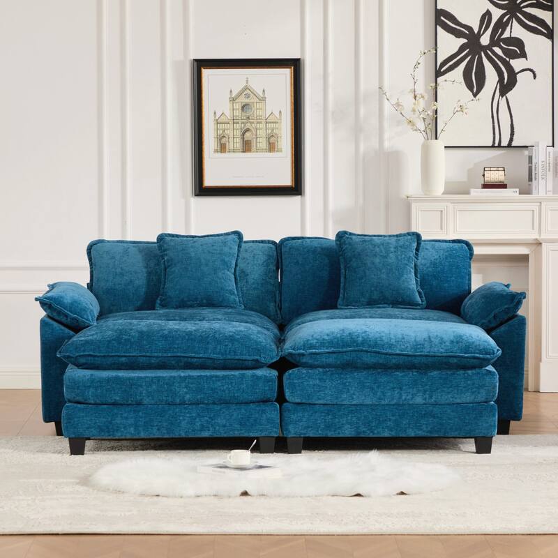 Modern Sectional Couch, for Living Room Bedroom and Apartment, Comfy Double Layer Upholstered Seat Cushion