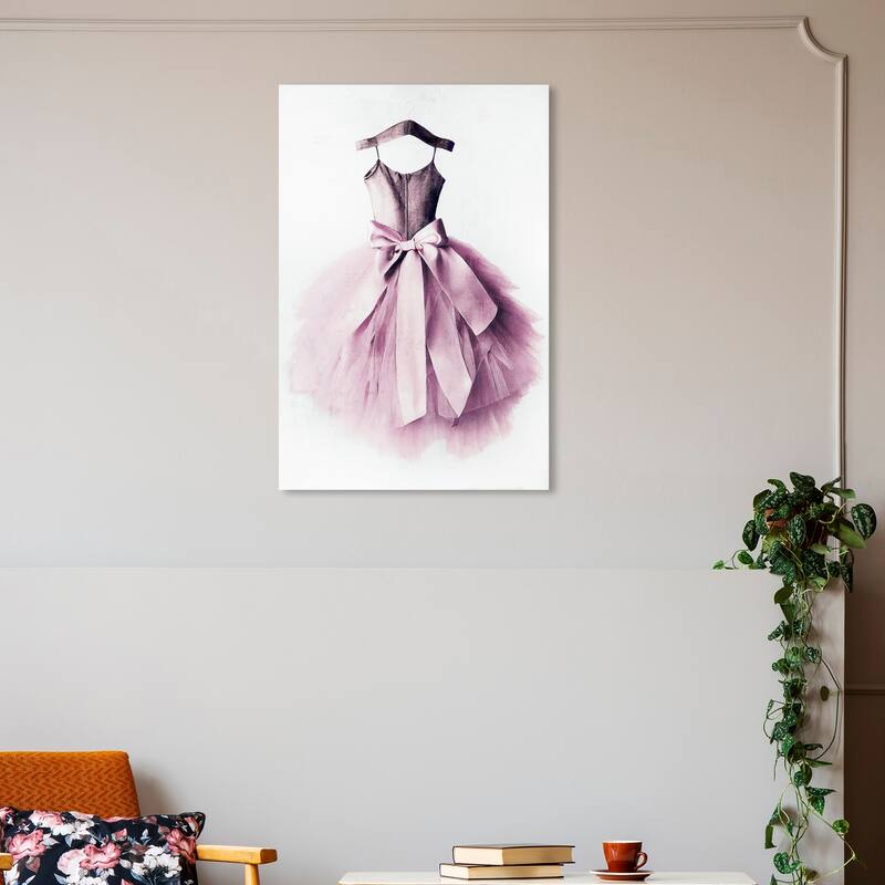 Wynwood Studio Fashion and Glam Long Tulle Dress Purple and Traditional Wall Art Canvas Print - 30 x 20