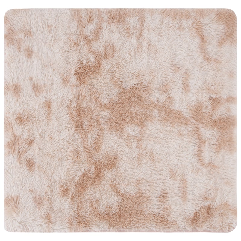 SAFAVIEH Rainbow Shag Didy Shag Rug - 4' Square - Light Beige