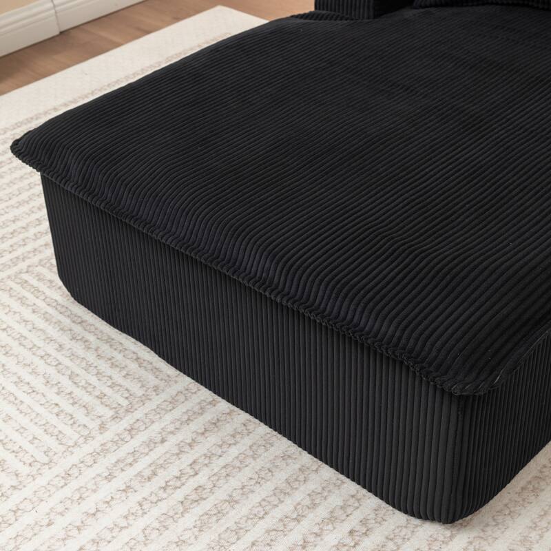 Oversized Chaise Lounge Chair, Upholstered Sofa Bed for Living Room, Corduroy Sleeper Couch Comfy Recliner Bedroom Reading Seat