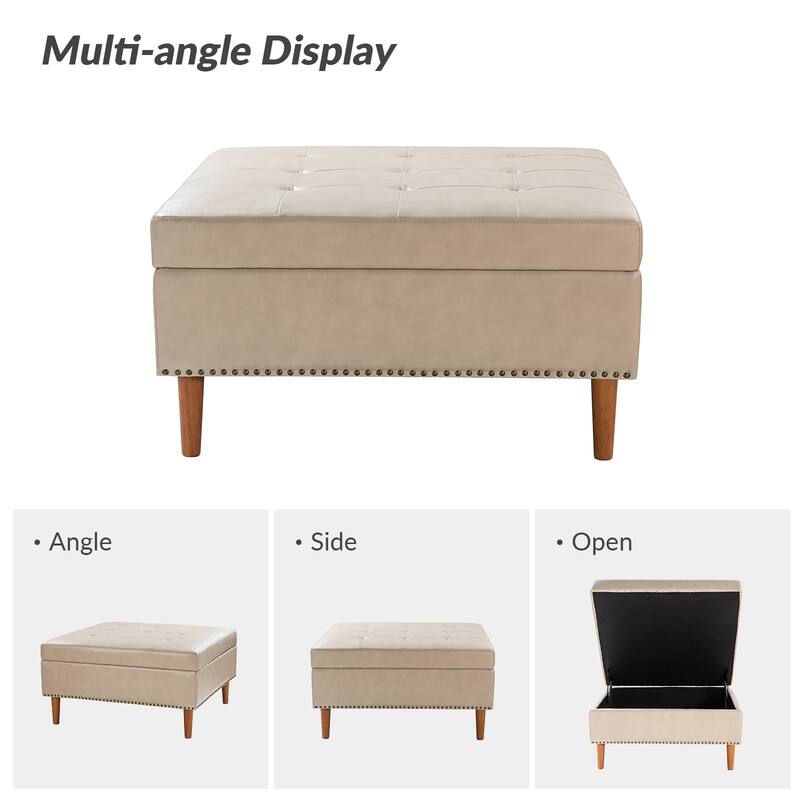 Constantine Modern Square Button-Tufted Storage Footrest Ottoman With Button-Tufted Design By HULALA HOME