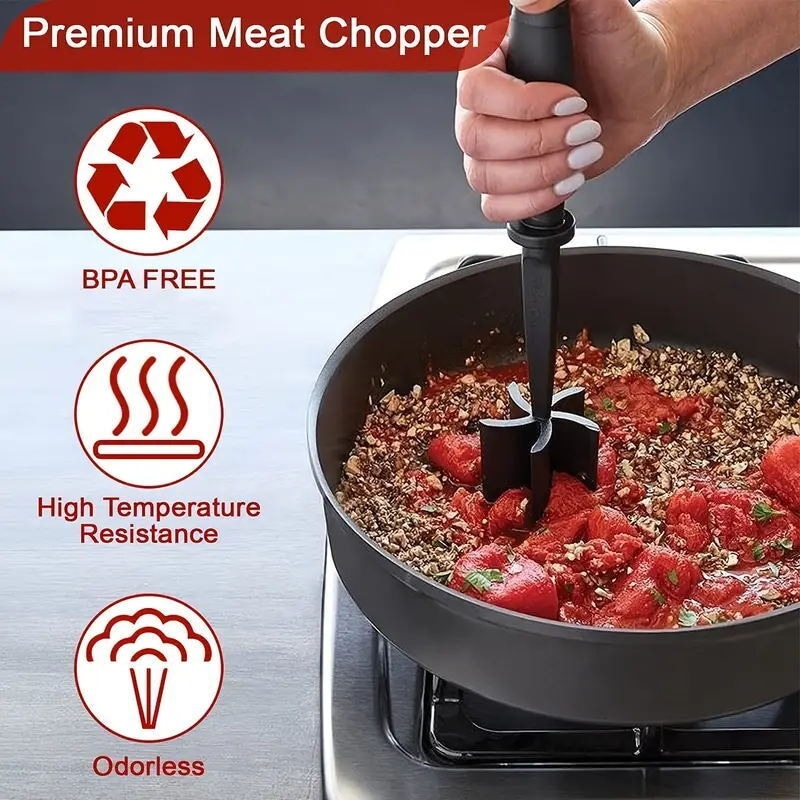 Heat Resistant Meat Hamburger Chopper And Potato Masher Spatula