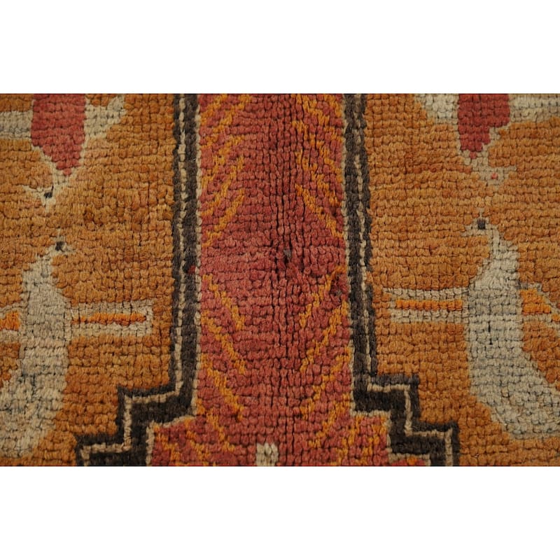 Vegetable Dye Oushak Turkish Vintage Area Rug Hand-Knotted Wool Carpet - 6'6" x 9'11"