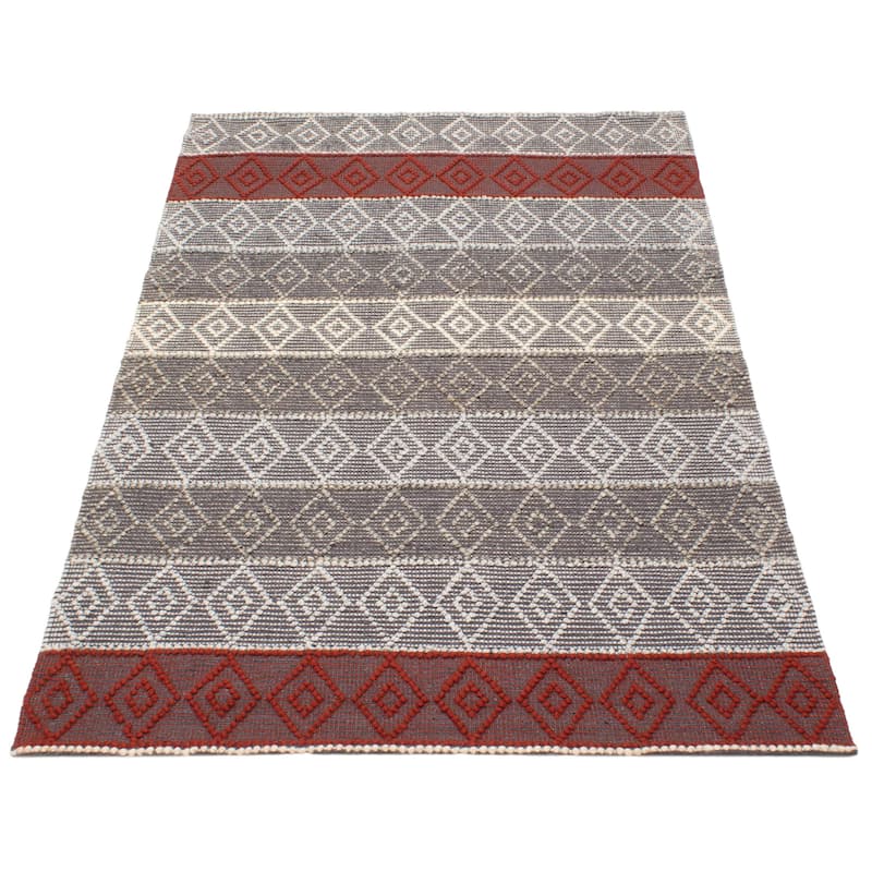 ECARPETGALLERY Braid weave Sienna Grey Wool Rug - 5'0 x 8'0