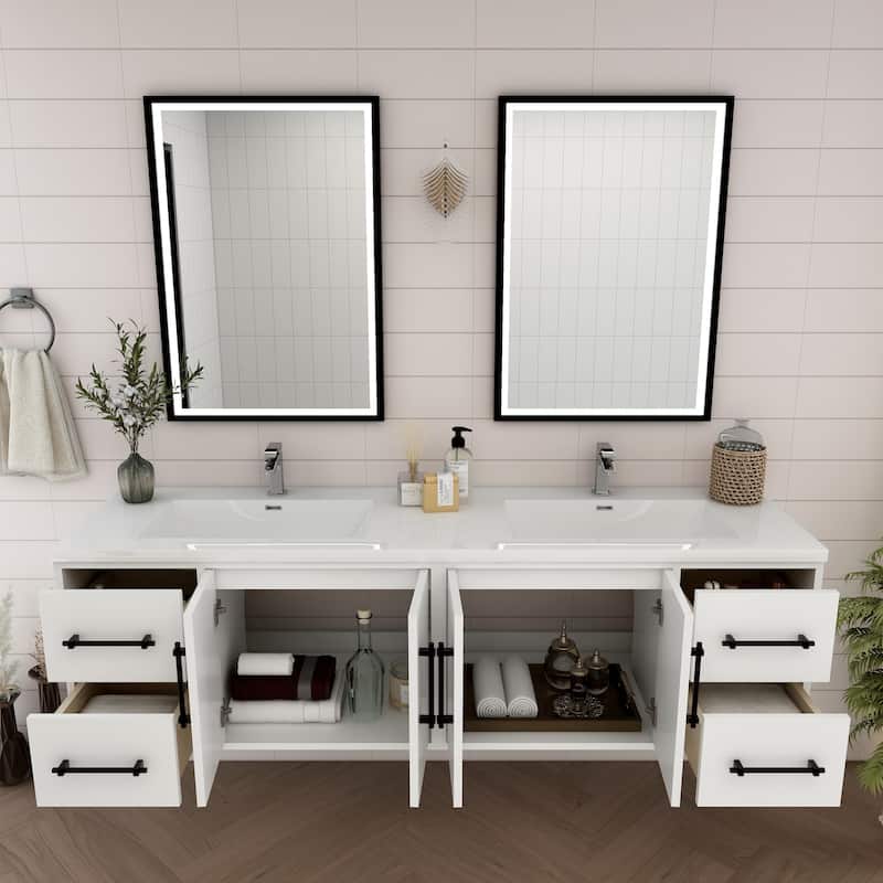 Victoria 72'' Wall-mounted Vanity with Double Reinforced Acrylic Sink - 71.5