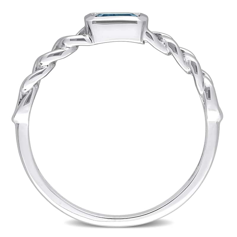 Miadora 10k White Gold London Blue Topaz Stackable Link Ring