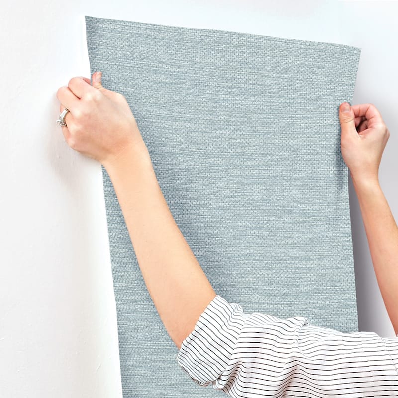 A-Street Prints Malin Denim Faux Grasscloth Wallpaper