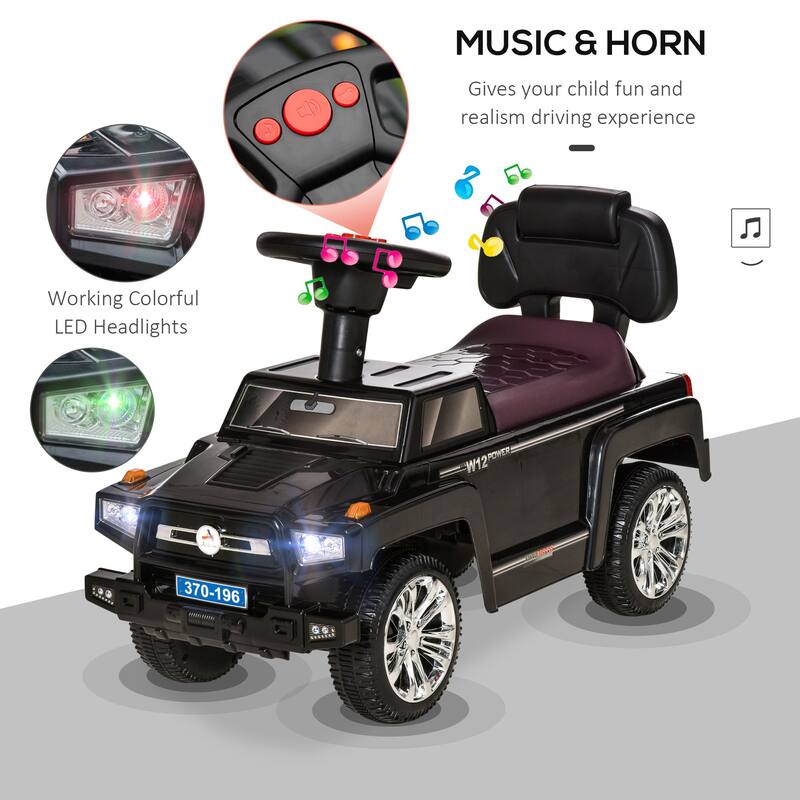 Kids Ride-On Push Car with Anti-Dumping System, Music, and Working Headlights