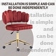 preview thumbnail 65 of 118, Velvet Home Office Desk Chair, Height Adjustable Task Chair, Armless Single Chair with Wheels, 360° Swivel Vanity Chair - N/A