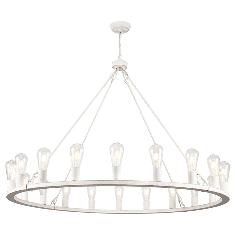 20 - Light Farmhouse Metal Round Industrial Chandelier for Dining Room Entryway Kitchen Island - N/A