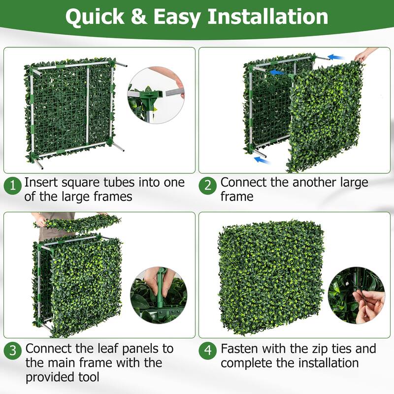 Gymax Artificial Plant Wall w/ Realistic PE Leaves Zip Ties Decoration