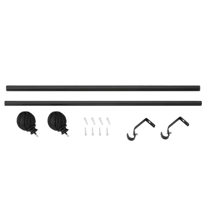 Debuono Black Adjustable Curtain Rod with Final Set