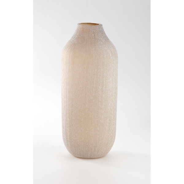 14" Cream Rustic Weathered Hand Blown Glass Vase - N/A