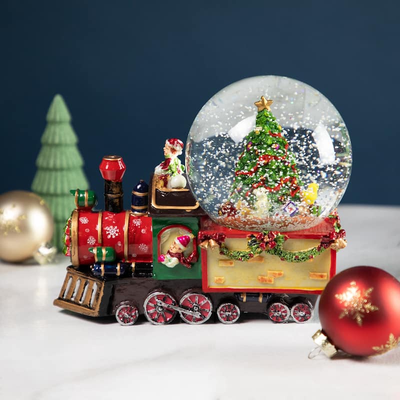 8" Children Christmas Train Musical Snow Globe