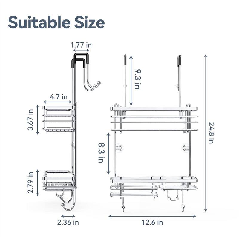 Over the Door Shower Caddy - 4.7"D x 12.6"W x 24.8"H