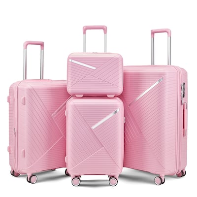 Luggage Sets 4 Piece, PP Hard Shell Lightweight Carry on Expandable Suitcase with 360 Degrees Mute Spinner Wheels and TSA Lock
