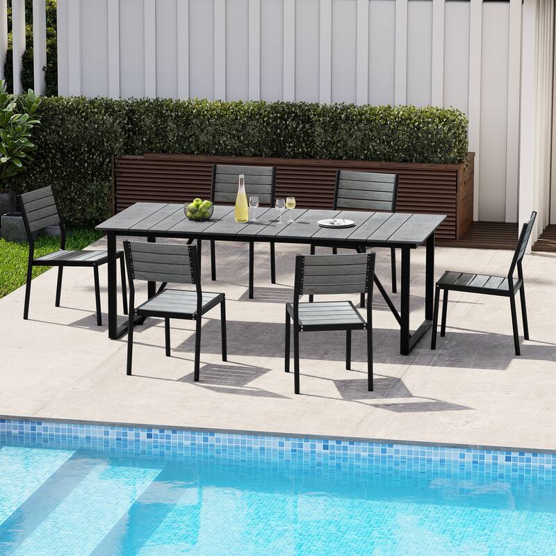 7 Pieces Outdoor Aluminum Furniture Set Patio Dining Set for Lawn Backyard
