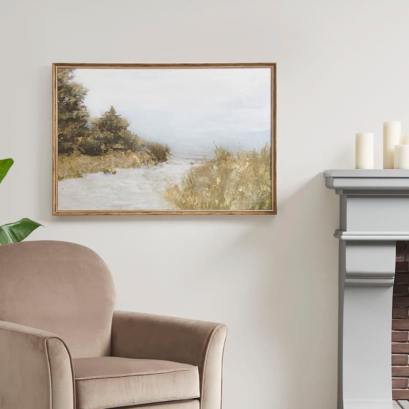 Abstract Landscape Framed Canvas Wall Art - Brown