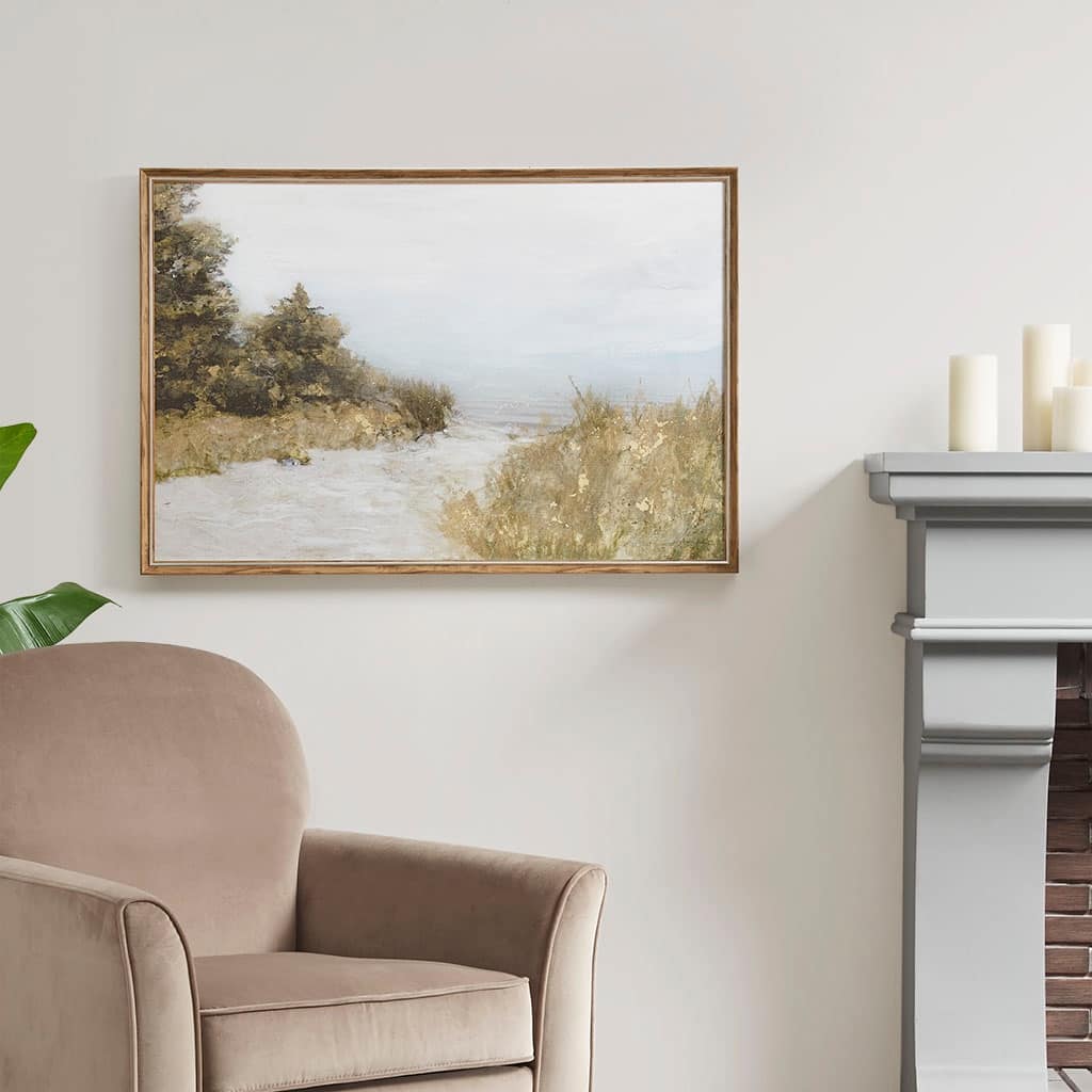 Abstract Landscape Framed Canvas Wall Art - Brown