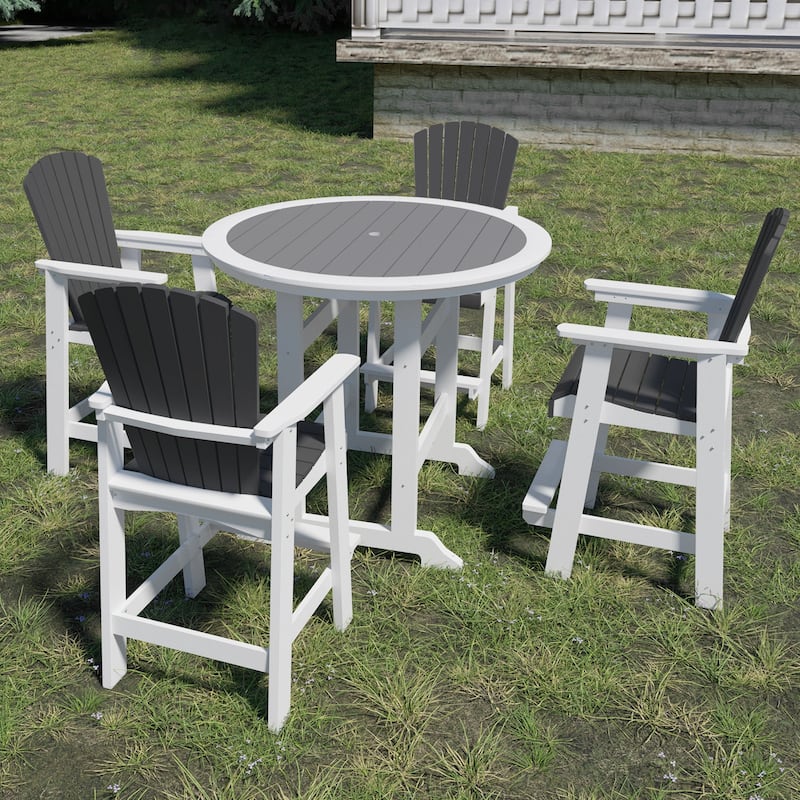 Patio Bar Table Set High Top Outdoor Table and Chairs Set of 5 - N/A