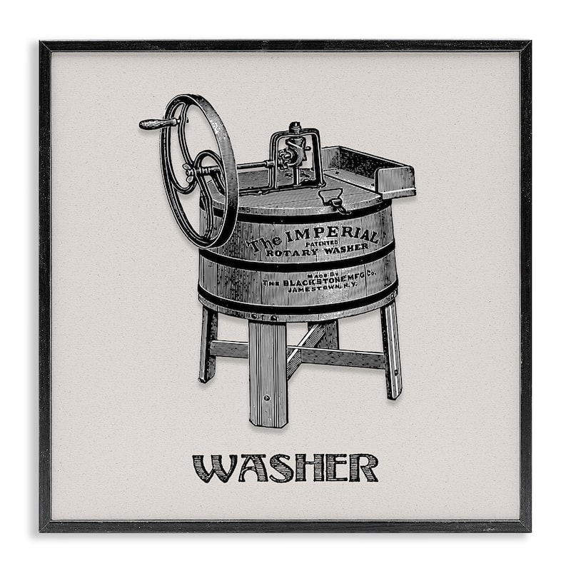 Stupell Antique Rotary Washer Framed Giclee Art Design By Val Rhodes - 12 x 12 - Black