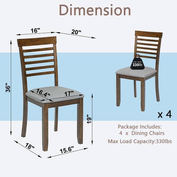 dimension image slide 5 of 7, Wooden Dining Chairs Set of 4 Kitchen Chair Side Chair Accent Chair