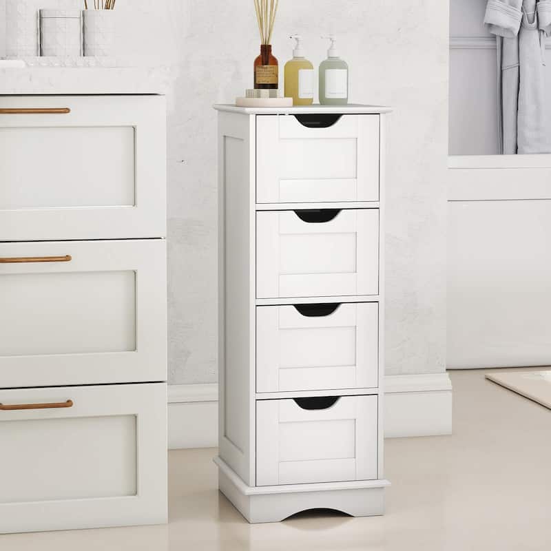 Costway Bathroom Storage Cabinet with 4 Drawers Cut-out Handles - See Details