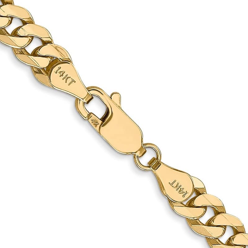 Curata 10k Yellow Gold 5.75mm Flat Beveled Curb Chain Bracelet