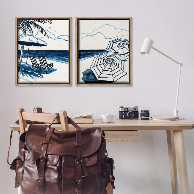 Stupell Tropical Ocean Views Framed Floater Canvas Wall Art Design By Carol Robinson (Set of 2)