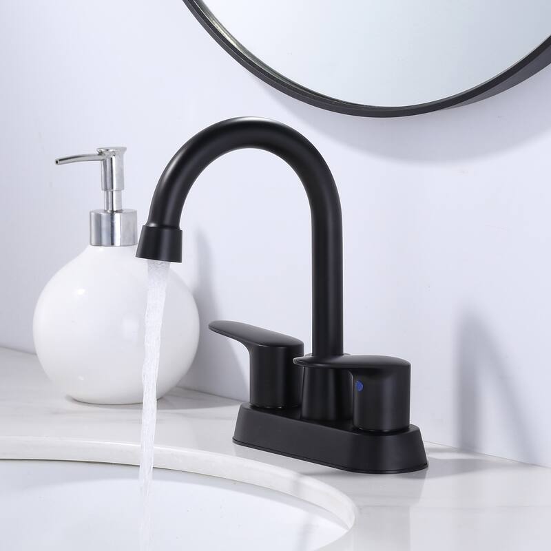 WOWOW 4 in. Centerset Double Handle High Arc Bathroom Faucet
