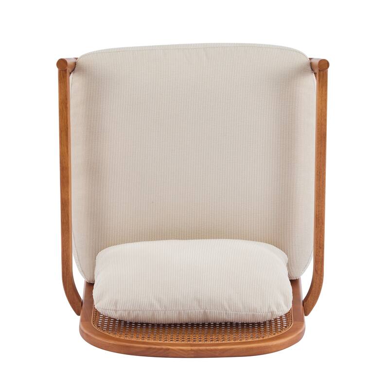 [Set of 2] 26.6" Mid-Century Modern Accent Chair with Light Brown Finish Solid Wood Frame and Rattan Backrest
