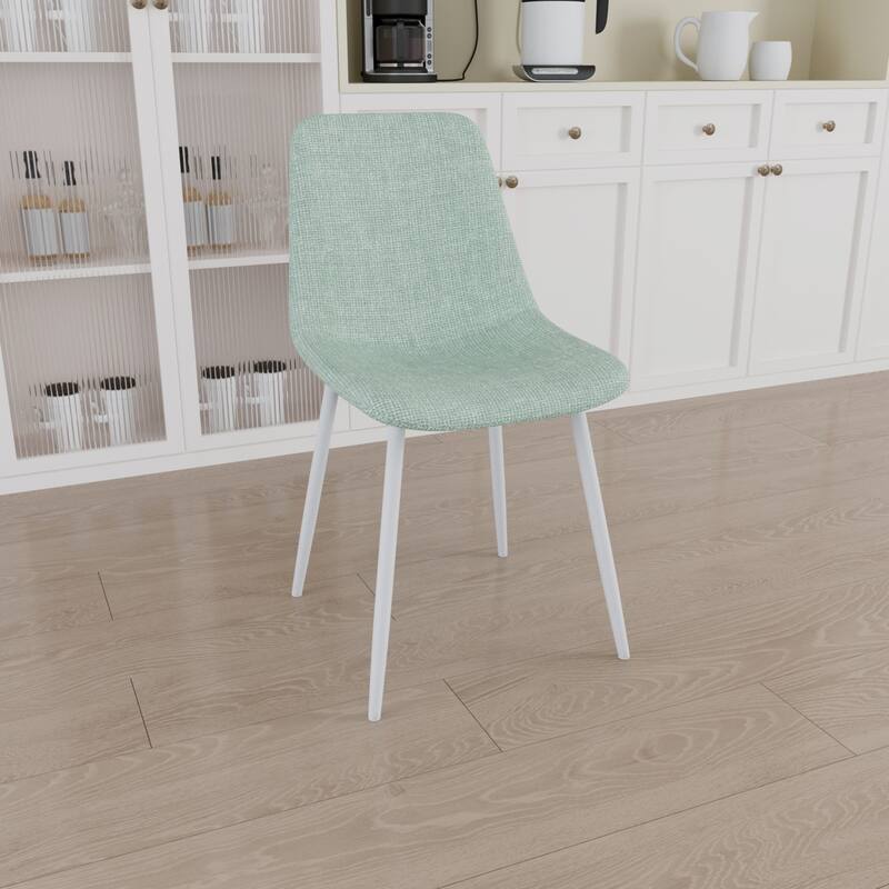 Linen 4 Piece Kitchen Dining Chair Set with Cushions, Metal Legs, Anti Scratch Foot Pads for Dining Room Kitchen Living Room