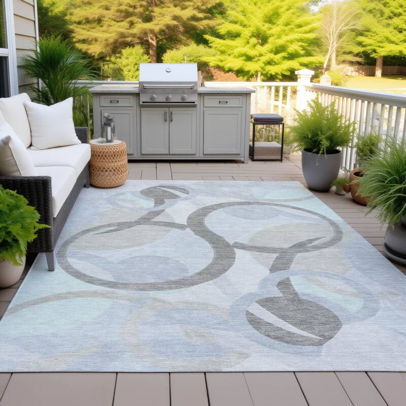 Machine Washable Indoor/Outdoor Contemporary Deco Chantille Rug - Taupe - 2'6" x 3'10"
