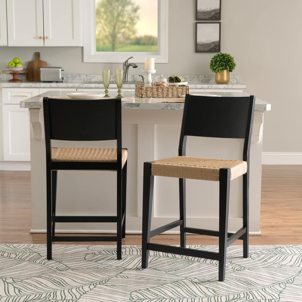 Linon Caelan Seagrass 24-Inch Counter Stool (Set of 2)