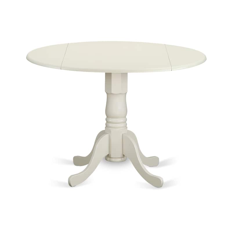 East West Furniture Piece Kitchen Table Set- a Round Dining Room Table and 4 Solid Wood Seat Chairs,Linen White