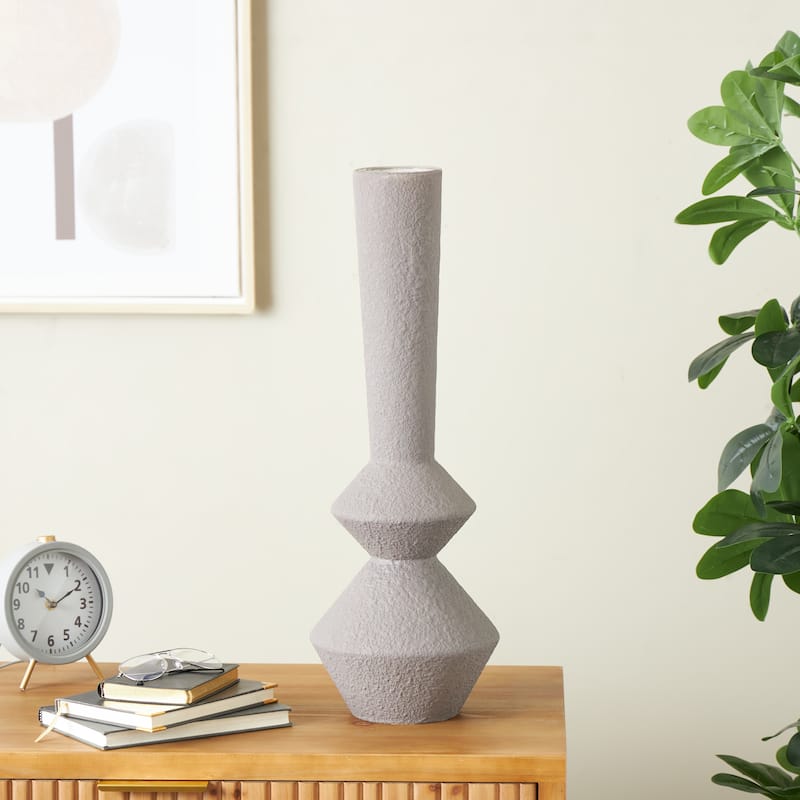 Metal Art Deco Fluted Decorative Vase - Dark Gray - Roche River Decor