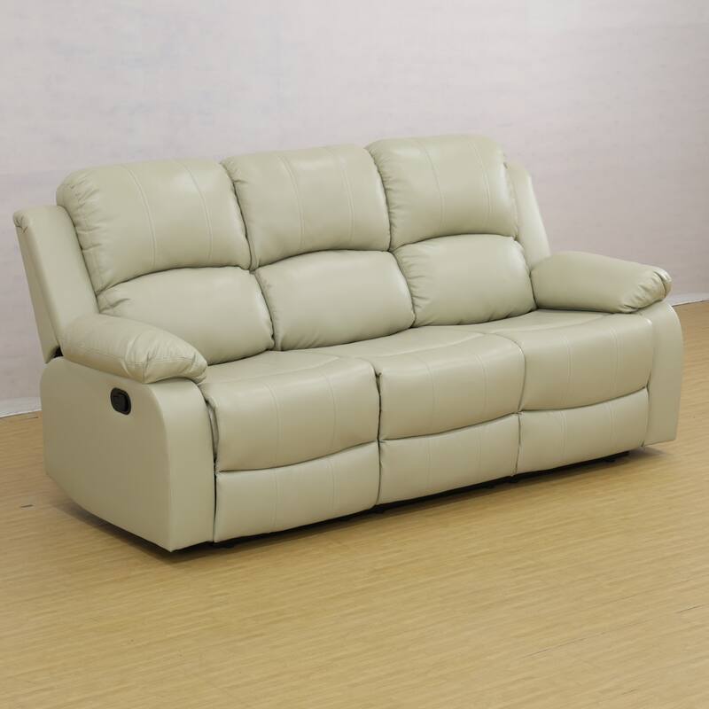 KISRAIS 82" Wide Faux Leather Manual Reclining Sofa