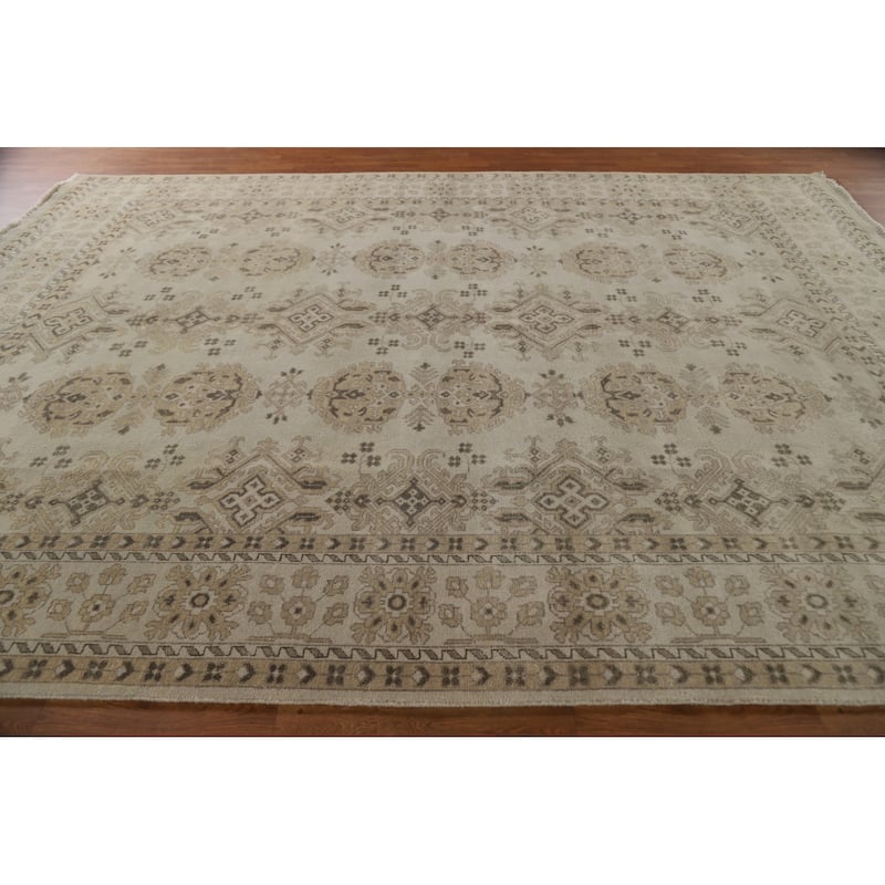 Transitional Oushak Area Rug Hand-Knotted Oriental Wool Carpet - 9'0"x 11'11"