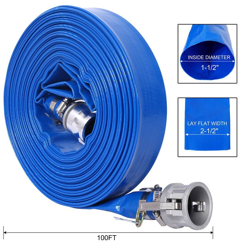 1.5" Heavy Duty Pool Backwash Hose,Reinforced PVC with Camlock